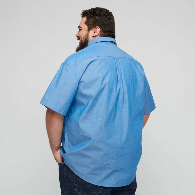 U.S. POLO Assn. Men's Big Chambray Short Sleeve Shirt Blue - Image 4