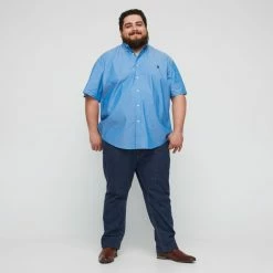 U.S. POLO Assn. Men's Big Chambray Short Sleeve Shirt Blue