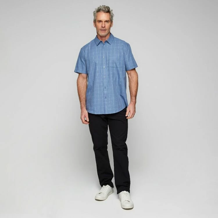 Bronson Casual Men's Curban Short Sleeve Check Shirt Light Blue - Image 3