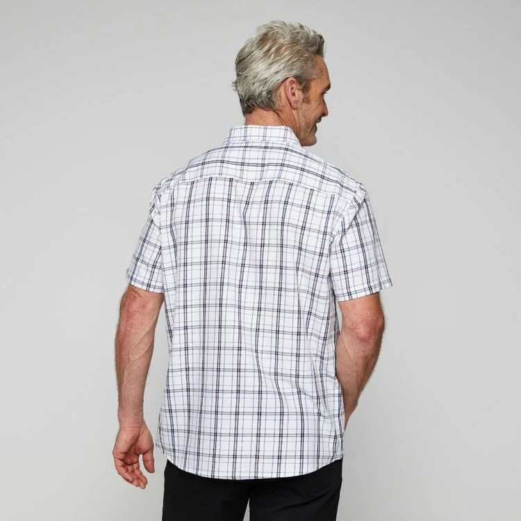 Bronson Casual Men's Docker Short Sleeve Check Shirt White & Navy - Image 4