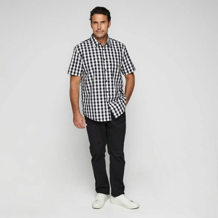 Bronson Casual Men's Erina Short Sleeve Check Shirt Black & White - Image 3