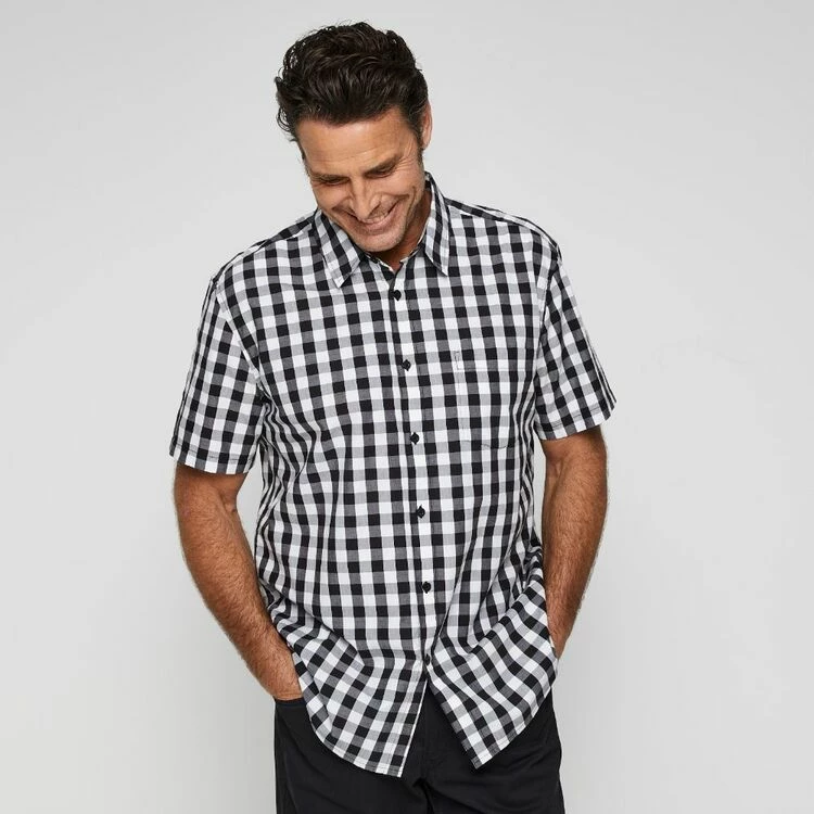 Bronson Casual Men's Erina Short Sleeve Check Shirt Black & White
