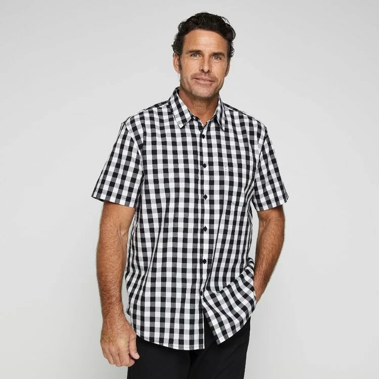 Bronson Casual Men's Erina Short Sleeve Check Shirt Black & White - Image 5