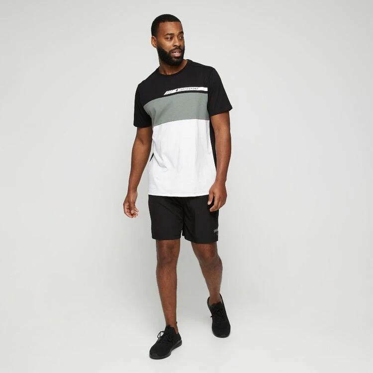 Lotto Men's Sports Panel Tee Black & Olive - Image 3