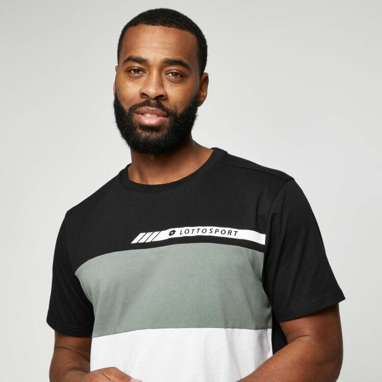 Lotto Men's Sports Panel Tee Black & Olive - Image 2