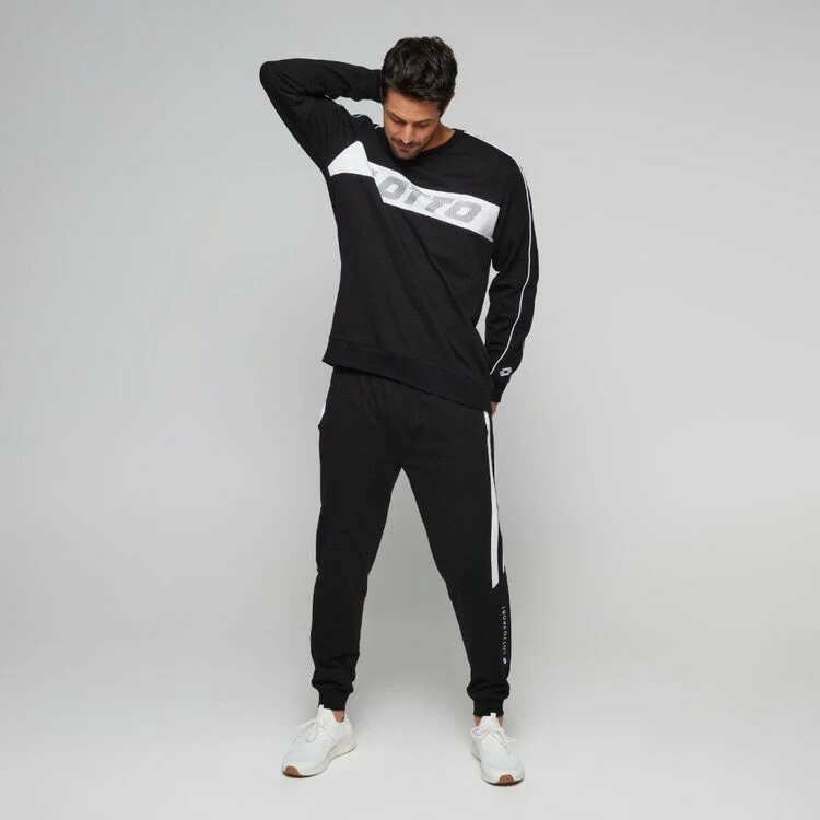 Lotto Men's Urban French Terry Sweat Black White - Image 3