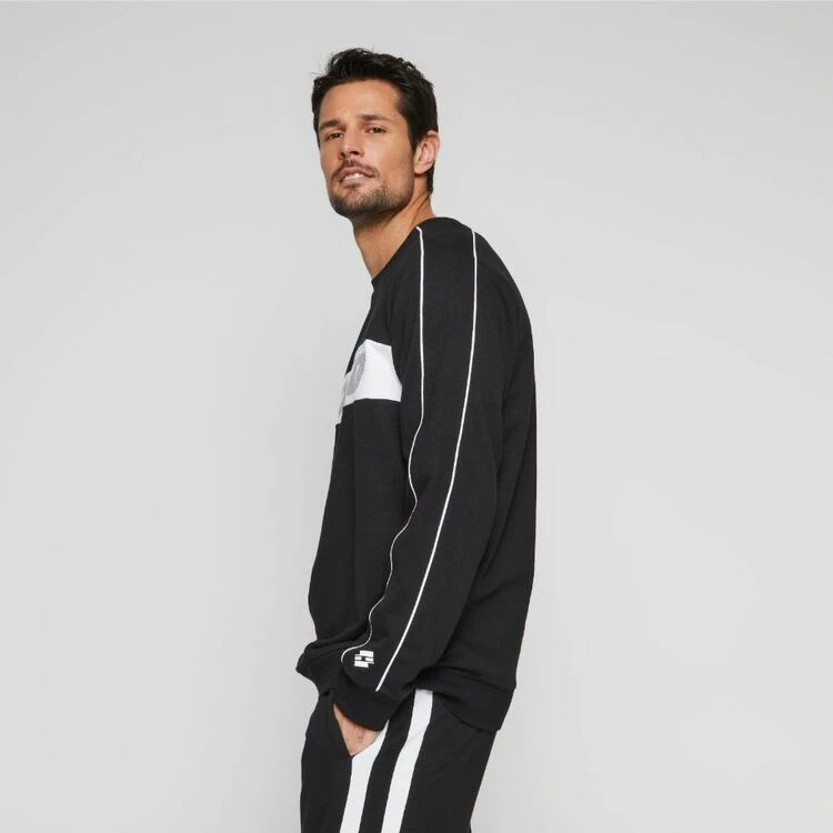 Lotto Men's Urban French Terry Sweat Black White - Image 2