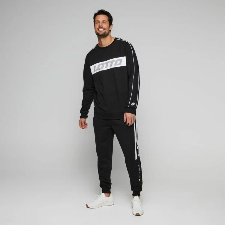 Lotto Men's Urban French Terry Sweat Black White - Image 5