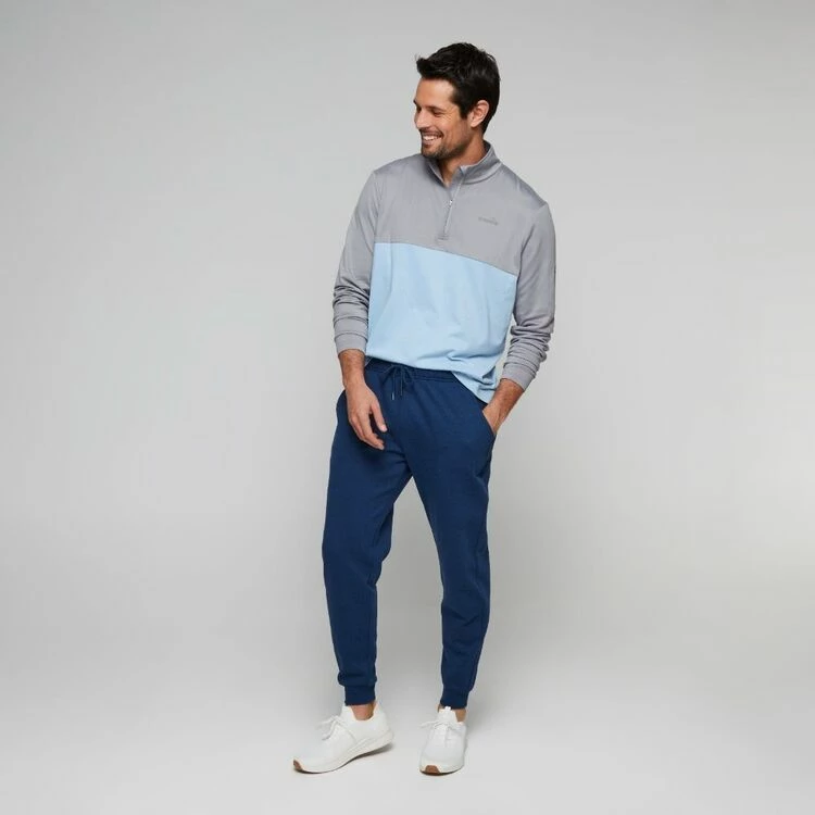Diadora 1/4 Zip Colour Block Top Grey & Blue - Image 3