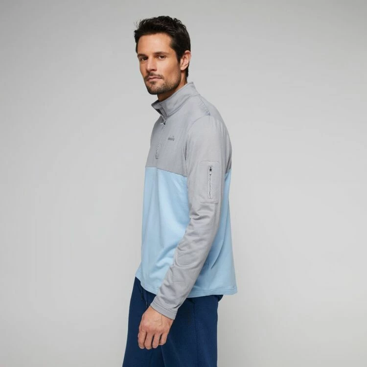 Diadora 1/4 Zip Colour Block Top Grey & Blue - Image 5