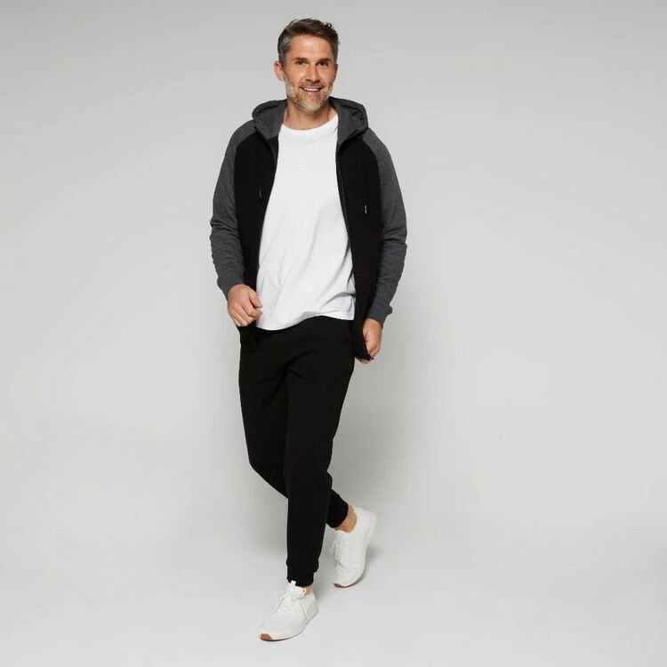 Diadora Men's CVC Fleece Zip Hoodie Black & Slate - Image 3