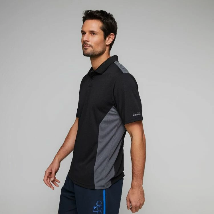 Diadora Men's Performance Recycled Polo Black & Slate