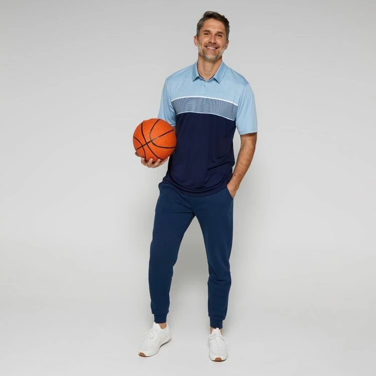 Diadora Sublimated Stripe Polo Blue & Navy - Image 3