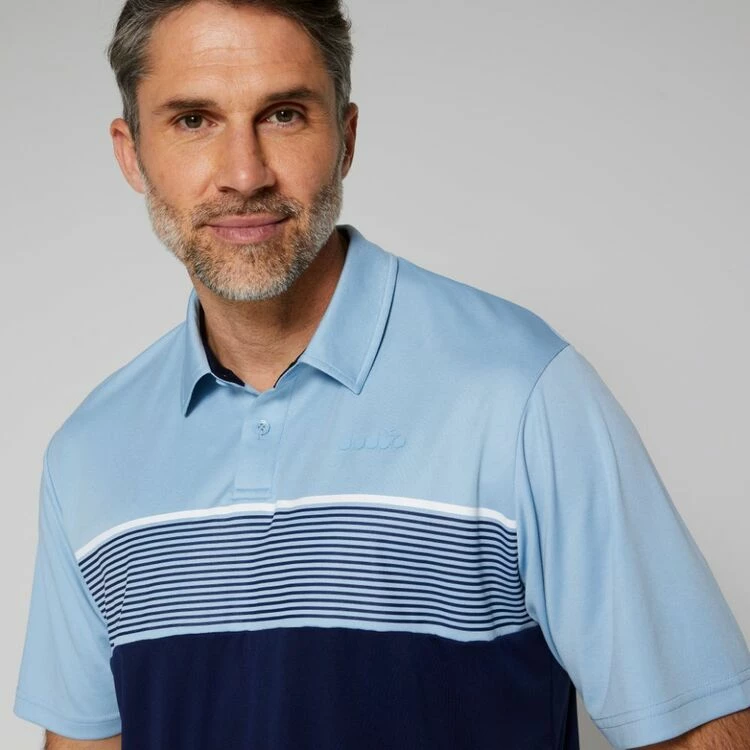 Diadora Sublimated Stripe Polo Blue & Navy - Image 2