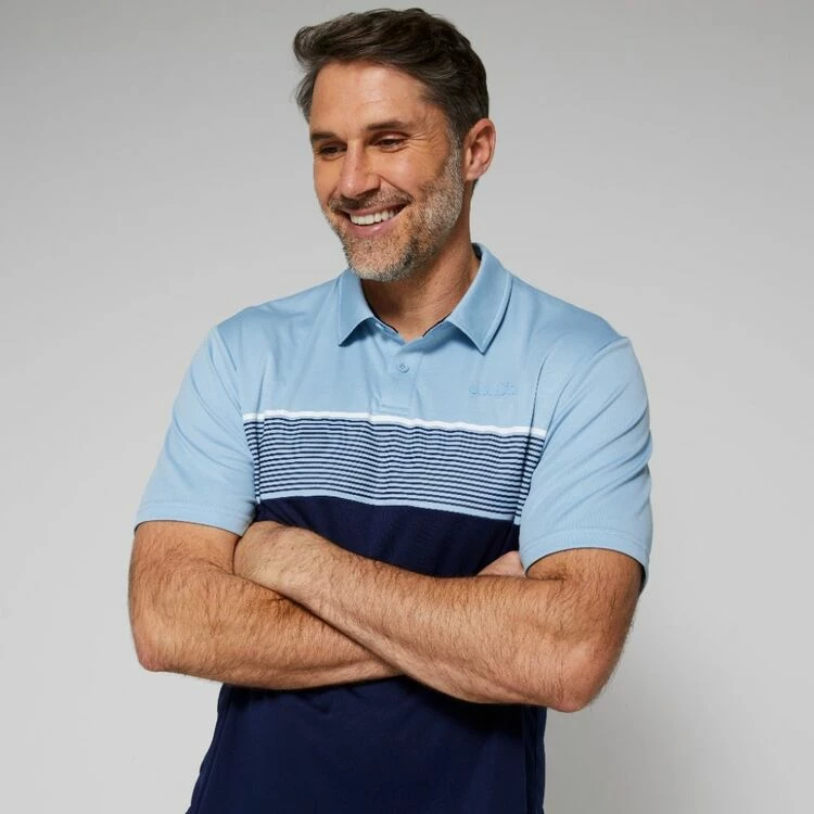 Diadora Sublimated Stripe Polo Blue & Navy - Image 5