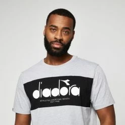Diadora Men's Heritage Panel T-shirt Heather Marle & Black