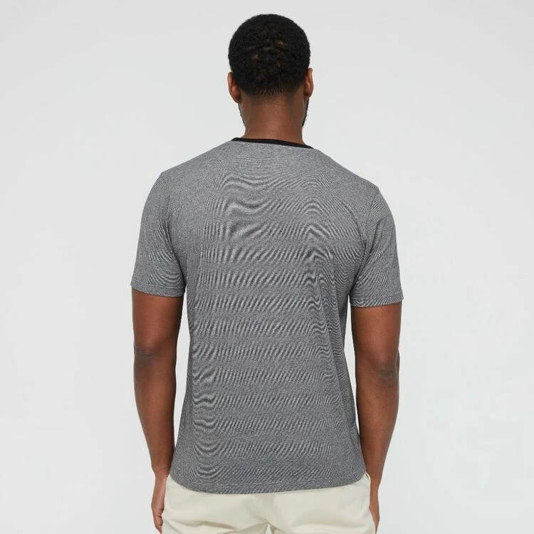 Jeff Banks Men's Feather Stripe Logo Crew Tee Black Black - Image 4