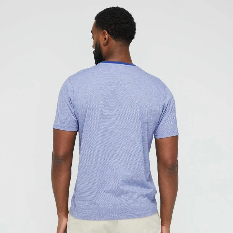 Jeff Banks Men's Feather Stripe Logo Crew Tee Royal Blue Royal Blue - Image 4