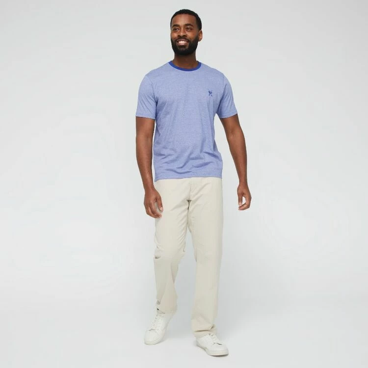 Jeff Banks Men's Feather Stripe Logo Crew Tee Royal Blue Royal Blue