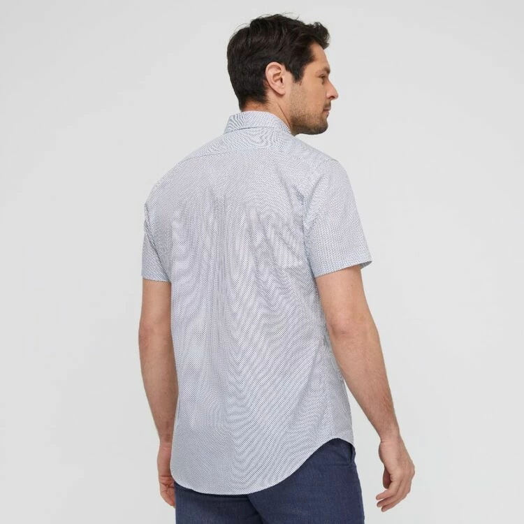 Jeff Banks Fishies Print Short Sleeve Shirt White & Navy - Image 4