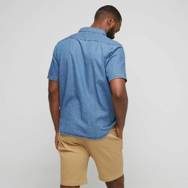 Lee Cooper Denim Short Sleeve Shirt Light Wash - Image 4