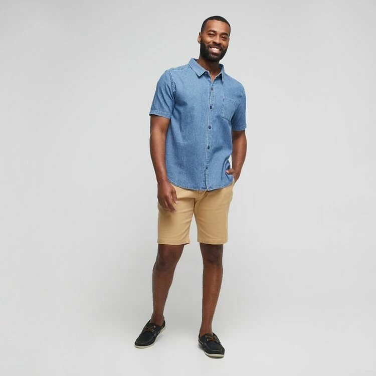 Lee Cooper Denim Short Sleeve Shirt Light Wash - Image 3