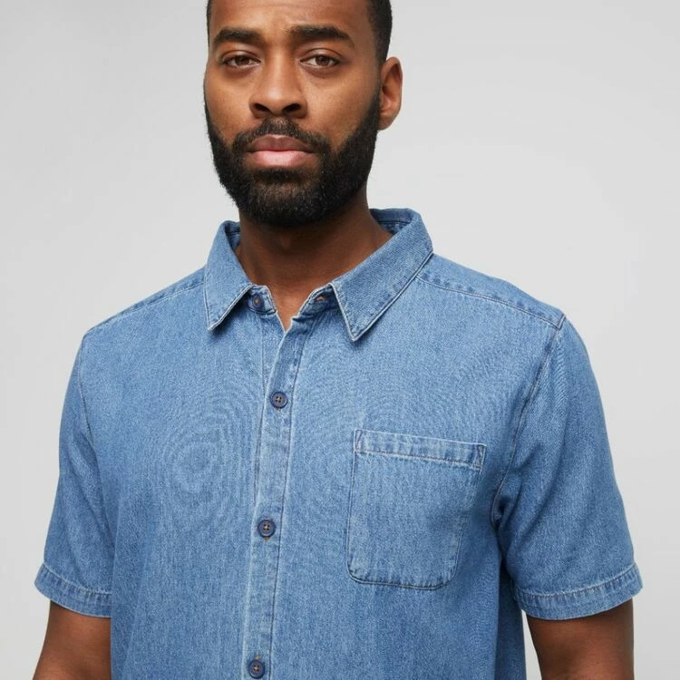 Lee Cooper Denim Short Sleeve Shirt Light Wash - Image 2
