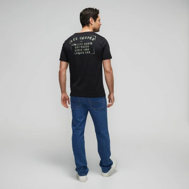 Lee Cooper Front/Back Stencil Print Tee Black - Image 4