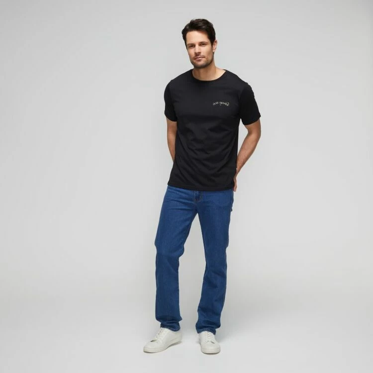 Lee Cooper Front/Back Stencil Print Tee Black - Image 3