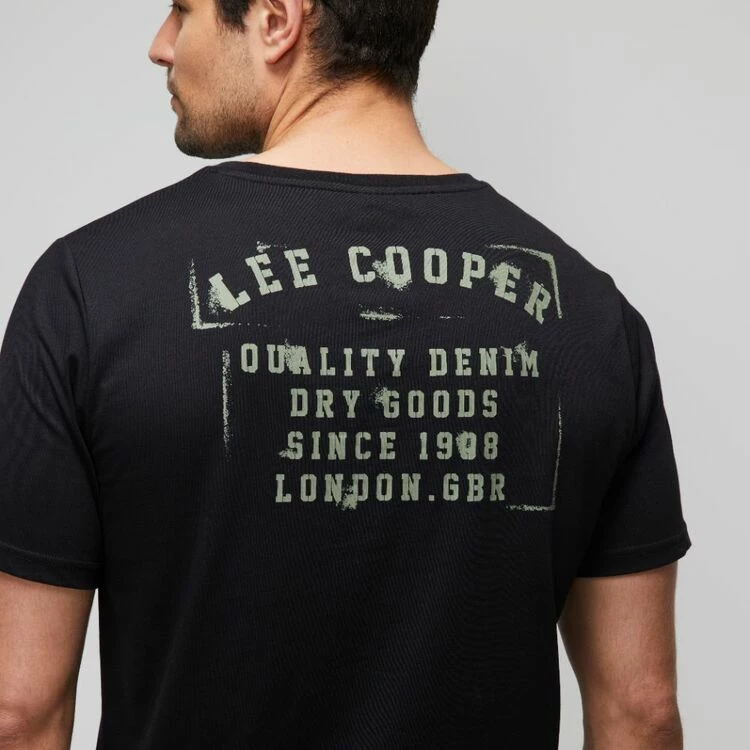 Lee Cooper Front/Back Stencil Print Tee Black - Image 2