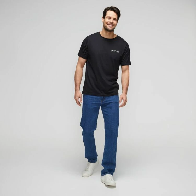 Lee Cooper Front/Back Stencil Print Tee Black - Image 5