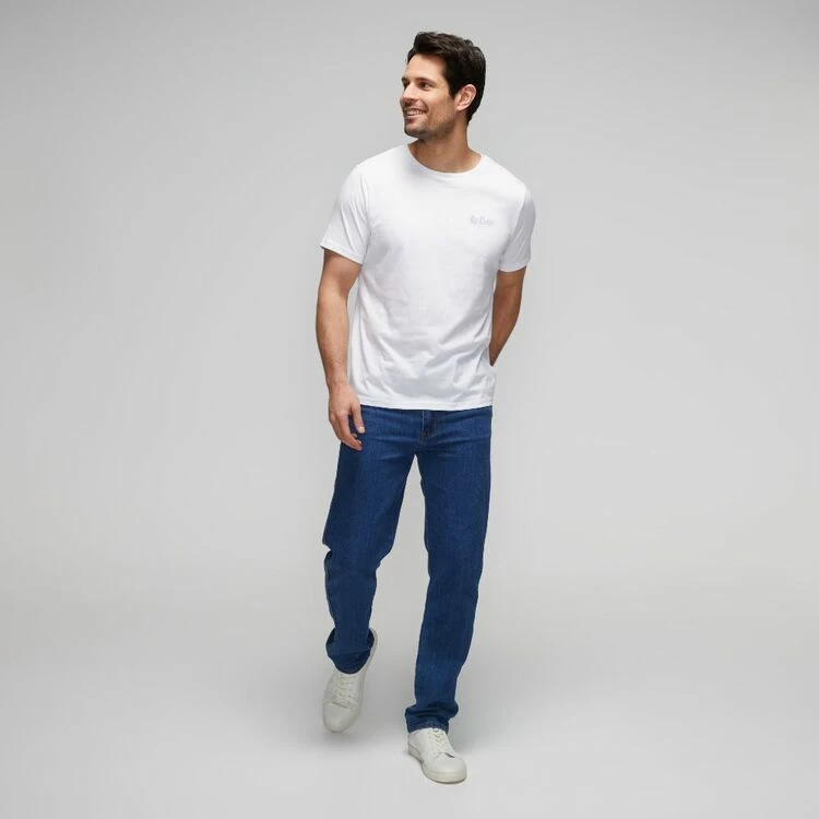 Lee Cooper Script Font & Brick Wall Printed T-Shirt White - Image 3