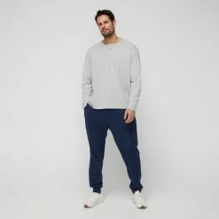 JB Jayson Brunsdon Men's Henley Long Sleeve Tee Grey Marle