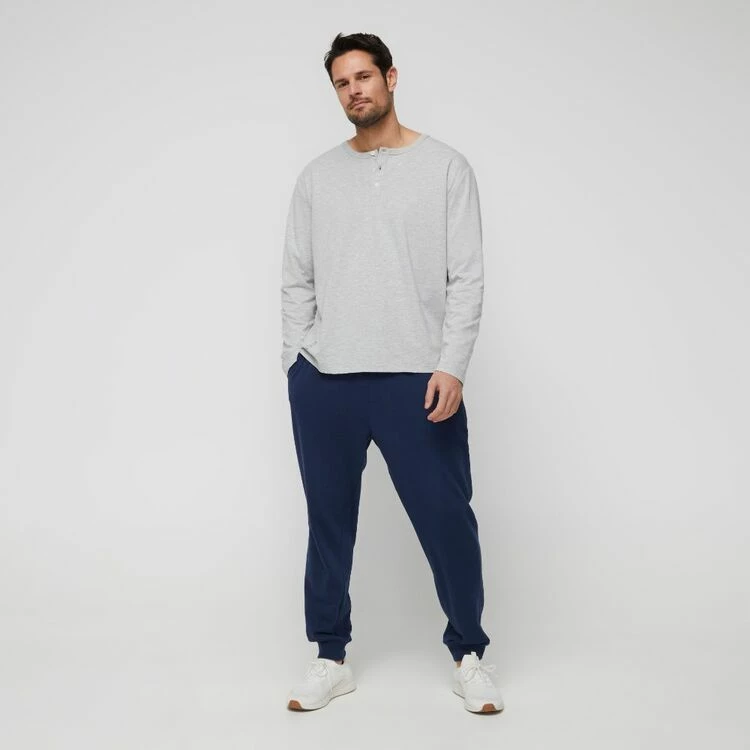 JB Jayson Brunsdon Men's Henley Long Sleeve Tee Grey Marle