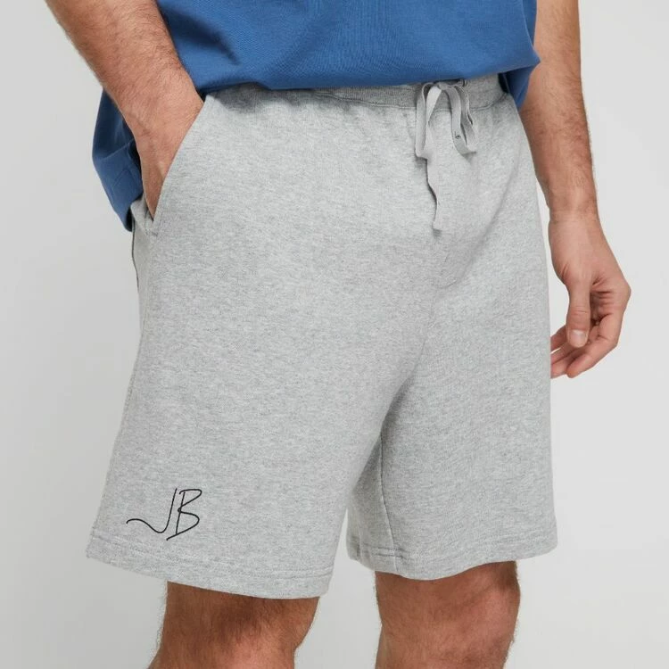 JB Jayson Brunsdon Men's Cotton Terry Track Short Grey Marle - Image 2