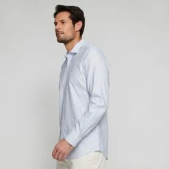 Brooksfield Textured Regular Fit Easy Care Long Sleeve Shirt Blue
