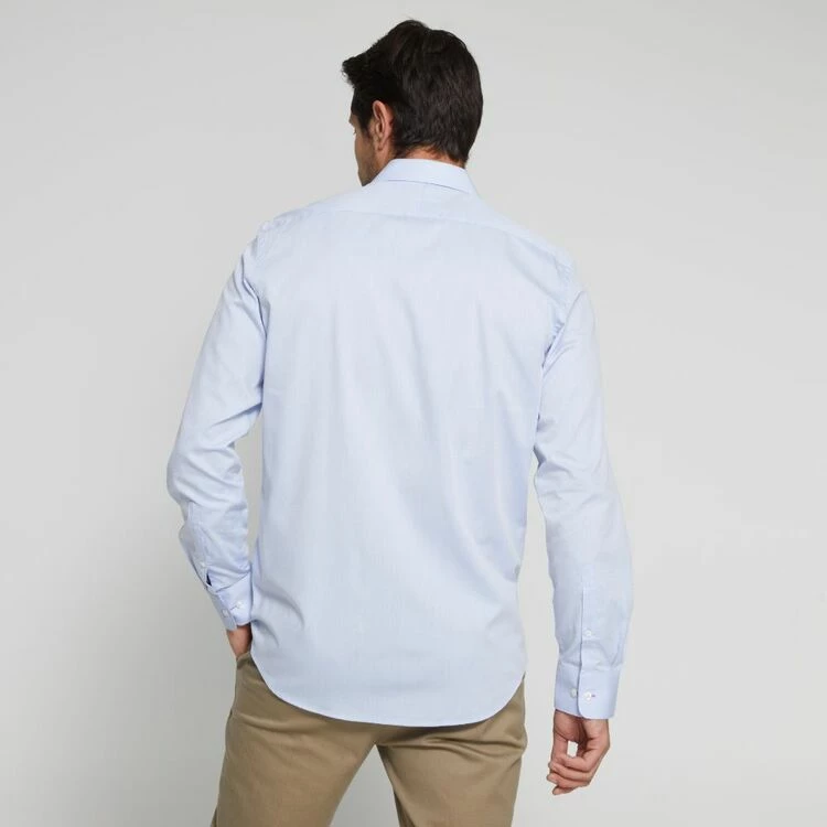 Brooksfield Diamond Weave Regular Fit Easy Care Long Sleeve Shirt Sky - Image 4