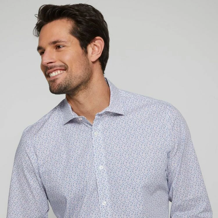 Brooksfield Abstract Leaf Print Long Sleeve Shirt Pink - Image 2