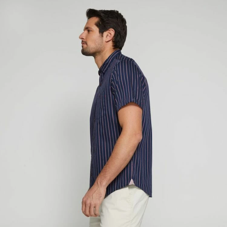 Brooksfield Striped Short Sleeve Shirt Navy