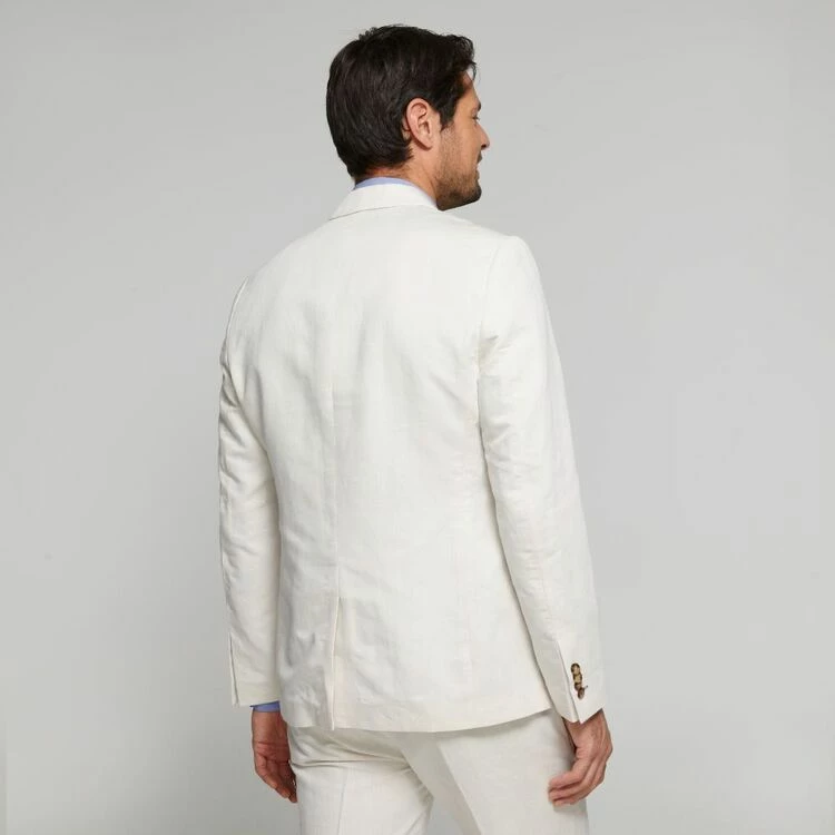 Brooksfield Sleek Twill Linen Blend Blazer Oatmeal - Image 4