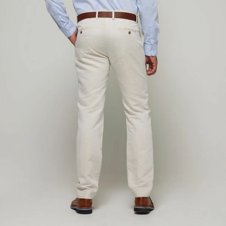 Brooksfield Linen Blend Trousers Oatmeal - Image 4