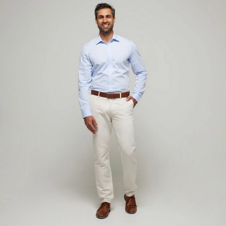 Brooksfield Linen Blend Trousers Oatmeal - Image 3