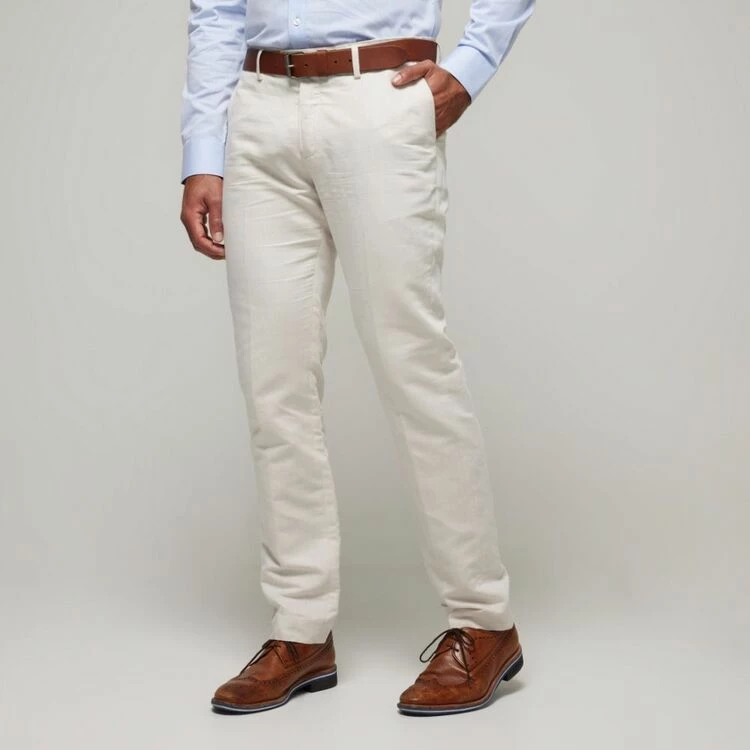 Brooksfield Linen Blend Trousers Oatmeal - Image 2