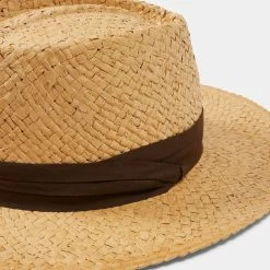 Bronson Mens Straw Fedora Tan