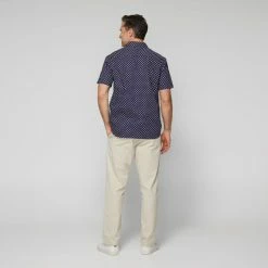 Bronson Casual Men's Dot Printed Short Sleeve Shirt Navy & White
