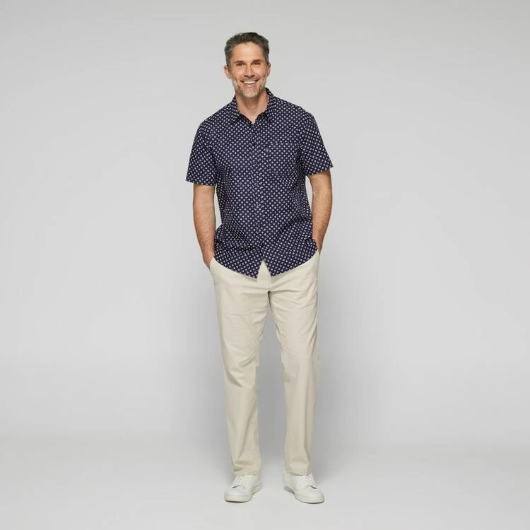 Bronson Casual Men's Dot Printed Short Sleeve Shirt Navy & White - Image 5