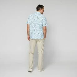 Bronson Casual Men's Printed Short Sleeve Shirt White & Aqua White & Aqua