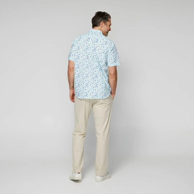 Bronson Casual Men's Printed Short Sleeve Shirt White & Aqua White & Aqua