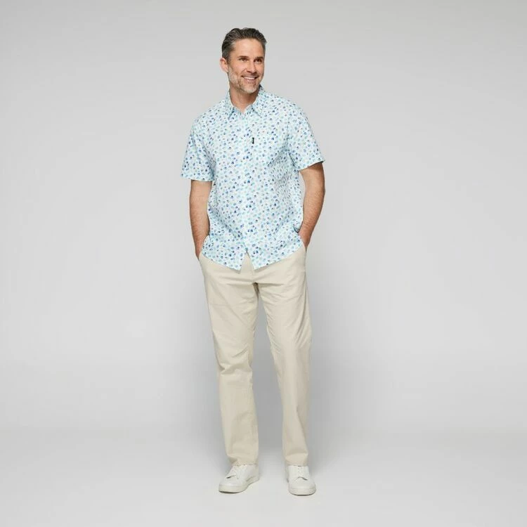 Bronson Casual Men's Printed Short Sleeve Shirt White & Aqua White & Aqua - Image 5