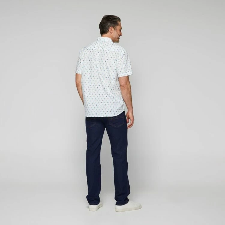 Bronson Casual Men's Lobster Printed Short Sleeve Shirt White & Aqua